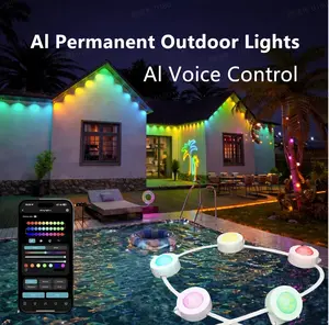 Lepro AI Permanent Outdoor Lights E1-60 100ft with 60 Triple-LED RGBIC+Warm/Cool White Smart Lighting App Control Alexa Google Enabled for Christmas Halloween