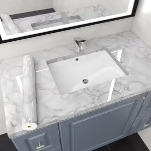 Glossy Marble Waterproof Wall Stickers, Kitchen Wallpaper Cabinet Decals, Self-Adhesive Furniture Renovation for Bathroom and Kitchen, Wall and Countertop Decor, Kitchen Decoration