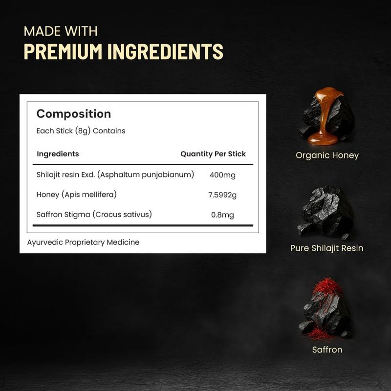 ANECDOTE Himalayan Shilajit Honey Sticks with Organic Honey & Saffron | Boosts Stamina | Supports Immunity | 75% Fulvic Acid, 85+ Trace Minerals | No Added Sugar | 30 Sticks