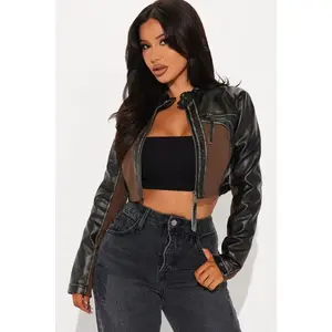 Piper Washed Faux Leather Moto Jacket - Black/combo V