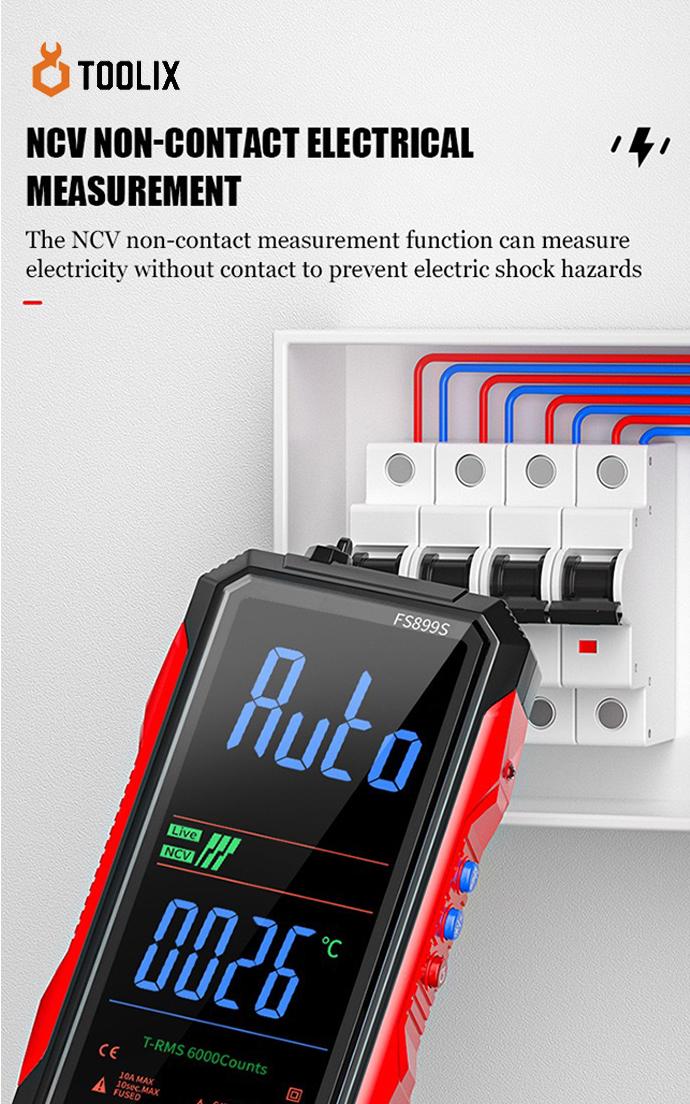 6000 Count True RMS Digital Multimeter with Auto-Ranging – Professional Voltage & Current Tester for Home, Auto, and Industrial Use. TOOLIX.smart digital multimeter,