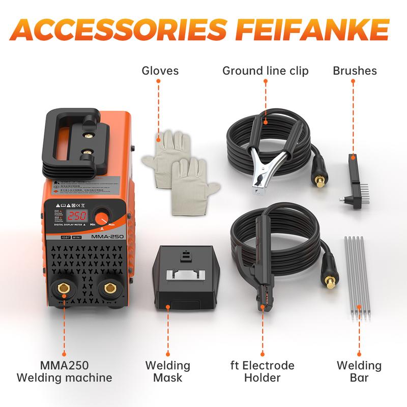 2026 NEW FEIFANKE MMA250A 110v welder machine, Portable MINI IGBT Stick Welding machine, LED Display Digital arc /mma Welder,For home use＆DIY man Gift