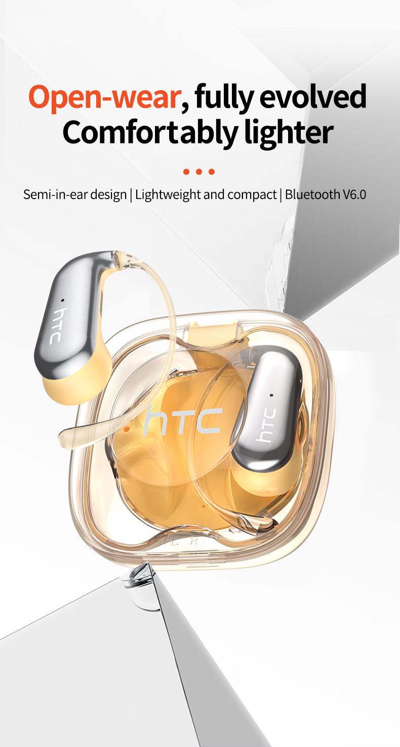 HTC NE38 OWS Wireless Earbuds, Hi-Fi Sound Quality Headphones, Bluetooth 6.0, HD Calls, IPX5 Waterproof, Suitable for Office, Sports, Study, Built-in Microphone