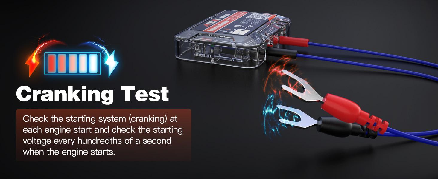 ANCEL BM200 12V Car Battery Tester, Bluetooth 4.2 Auto Battery Monitor for Lithium & Lead-Acid Batteries with Cranking & Charging Test, Alarm, Voltage History Voltmeter for Car/RV/Motorcycle/Truck/Boat