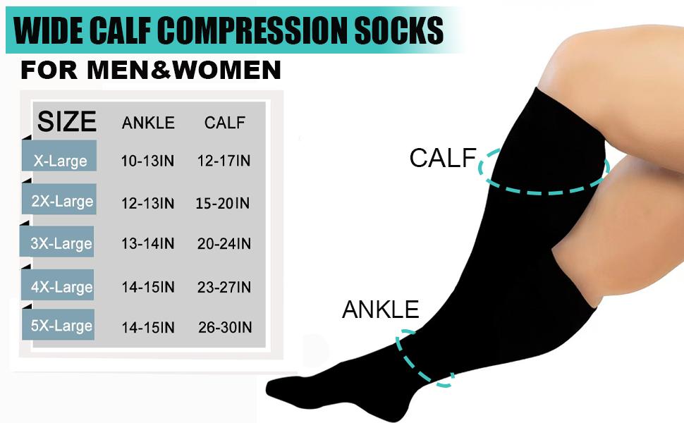 Tinylemon 3 Packs Plus Size Knee High Sports Socks for Women and Men Wide Calf Stockings Compression Leg Work Out Activewear