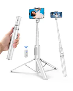 Selfie Stick Tripod, All in One Extendable Phone Tripod Stand with Bluetooth Remote 360° Rotation for iPhone and Android Phone Selfies, Video Recording, Vlogging, Live Streaming
