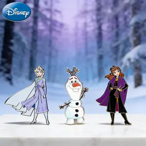 3PCS Disney Frozen Princess Pin Officially Licensed Collectible Cute Gorgeous Gown Dress Elsa Anna Olaf Anime Brooch Backpack Decoration Jacket Lapel Anti-Rust Exquisite Alloy Enamel Gift