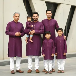 Chikankari father-son family combo set