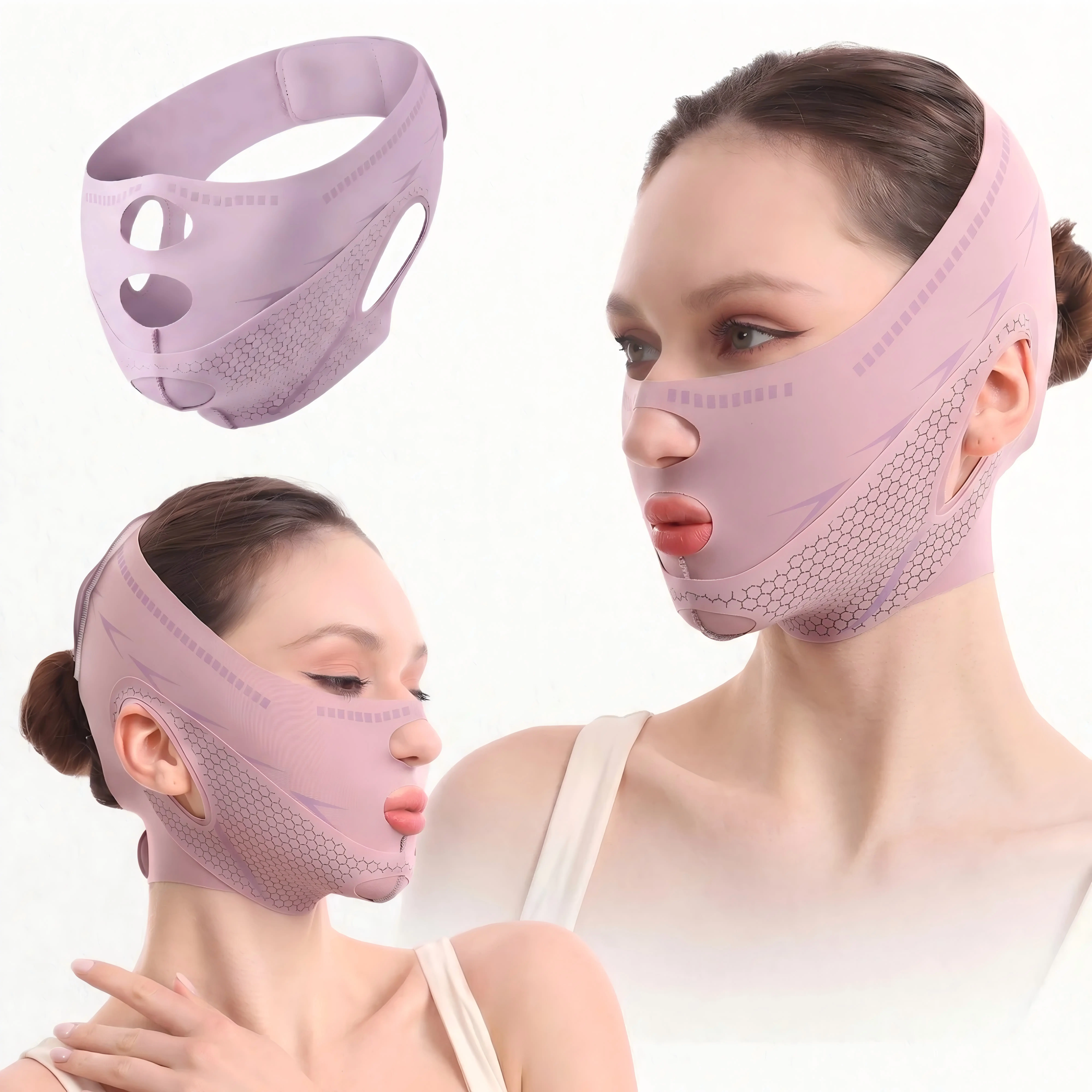 Professional Graphene V-Line Mask, Chin Up Mask V Shaped Face Mask Jaw Exerciser for Tighter Facial Contours Reduces Nasolabial Folds & Double Chin Comfortable Breathable Sleep Bandage – Perfect Gift!