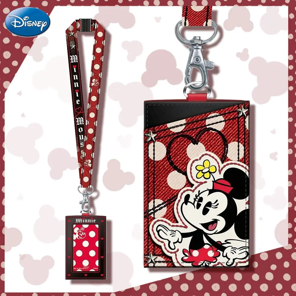 Disney Officially Licensed Character Card Holder ID Badge Holder Lanyards With Card Case Minnie Mouse Card Wallet Style Work Badge Holder For Office 1Pc Gift