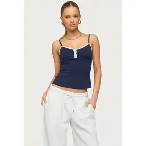 Olezka Contrast Lacey Tank Top