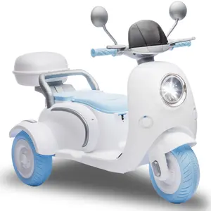 12V Two-seater Kids Ride On Electric Motorcycle Three Wheels Kids Toy with Slow Start Multi-function Player USB Bluetooth Light Backseat Flip Adult Seat Oversized Storage Box for Kids Aged 3-6 Toddler Tricycle Toddler Bike dirtbike