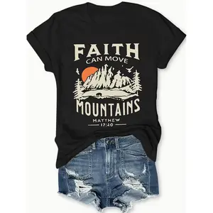 Inspirational And Spiritual T - Shirt: "Faith Can Move Mountains" With A Scenic Graphic And Biblical Reference T-Shirt For Men And Women