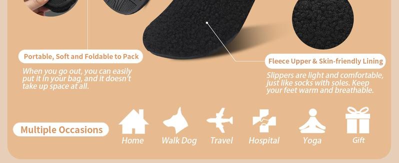 Cozy Furry Indoor House Slippers Unisex - Slip-on Barefoot Design, Comfy Soft Warm Non-Slip Shoes Ideal for Home Bedroom Relaxation Travel Yoga Activities Socks Footwear