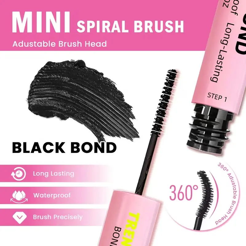 2PCS 2-in-1 Waterproof Eyelash Glue with Sealer, Long Lasting False Eyelash Adhesive Invisible Clear Finish for All Day Wear