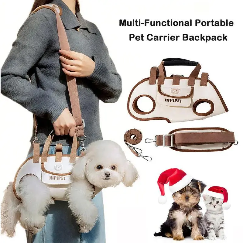 New Portable Pet Carrier Backpack - Mesh Panel Breathable Multi-Carry Travel Bag for Cats & Small Dogs, 3-in-1 Handheld/Shoulder/Backpack Design with Safety Leash
