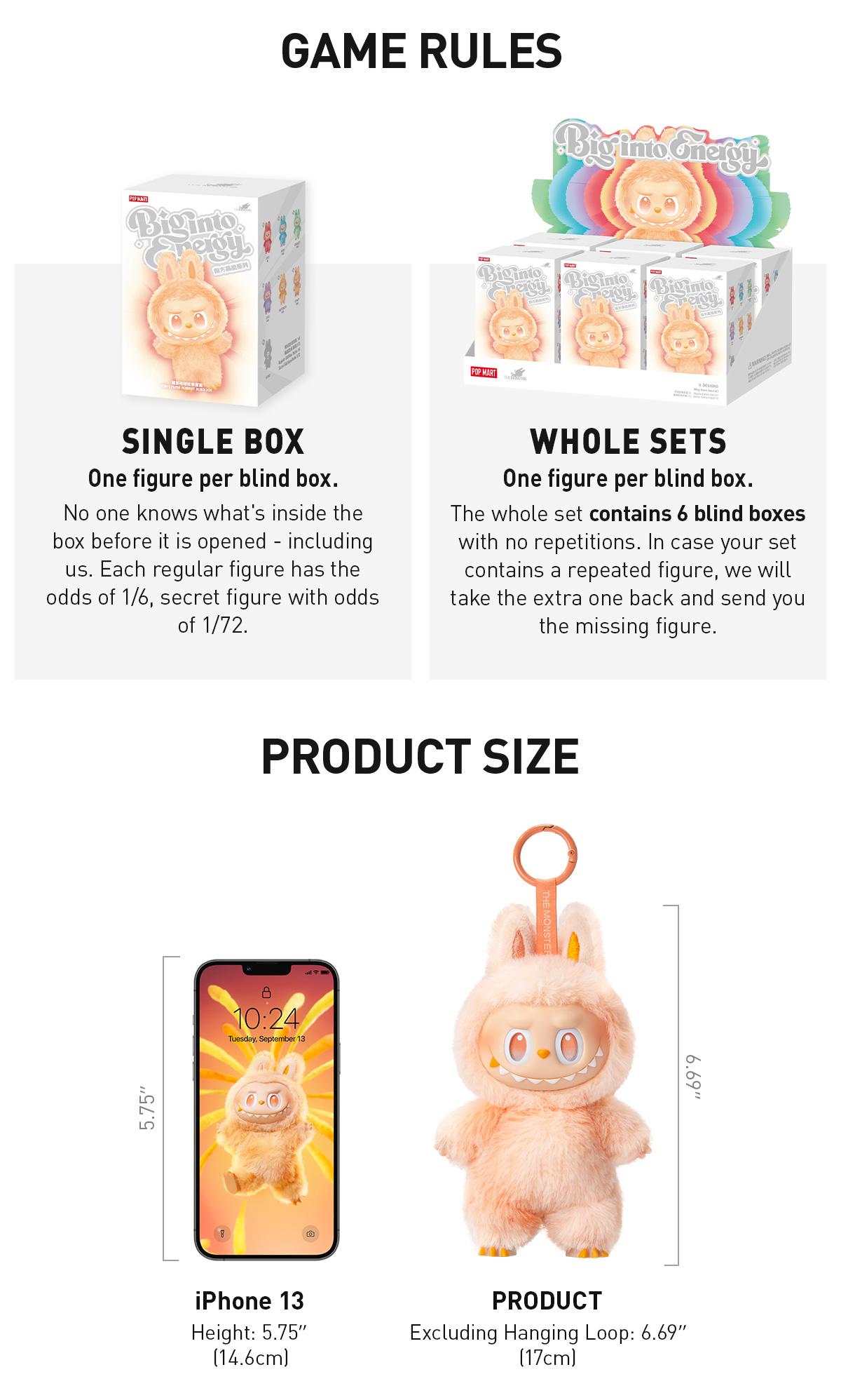 POP MART THE MONSTERS Big into Energy Series-Vinyl Plush Pendant Blind Box, Labubu Collectible Toys-2.0