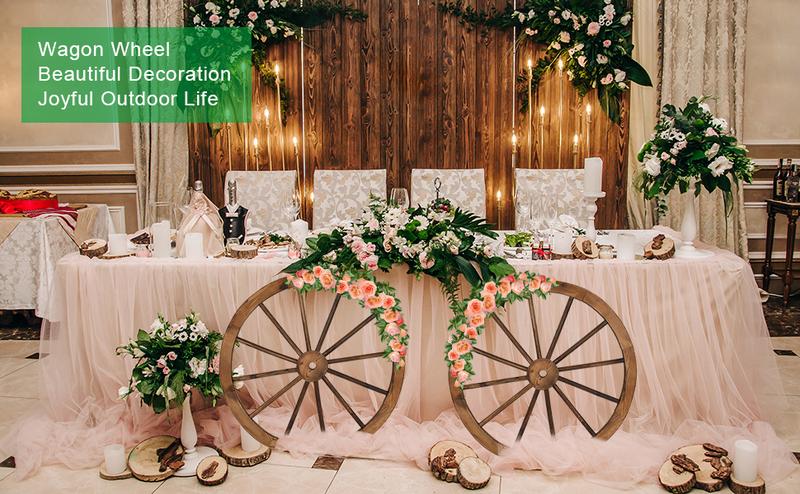 VINGLI 24" Decorative Wooden Wheel (Set of 2), Vintage Old Western Style Wall Hanging Wood Wagon Wheel for Bar, Garage, Patio, Carbonized Solid Fir Wood