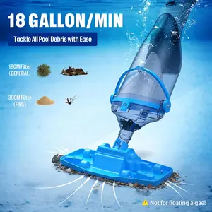 Cordless Pool Vacuum with Telescopic Pole, 18.5 GPM Powerful Suction, 60 Min Runtime, Handheld Rechargeable Pool Vacuum Cleaner for Above Ground/Inground Pools Hot Tubs Spas