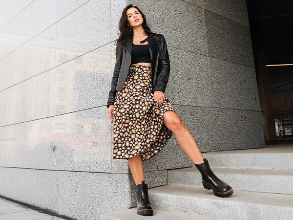 DREAM PAIRS Women's Chelsea Ankle Boots Fashion Low Heel Lug Sole Platform Fall Booties Shoes