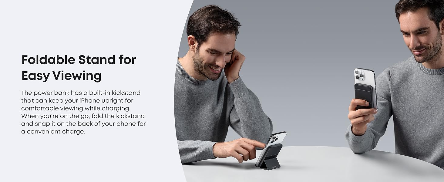[Limited Offer]Anker 622 Magnetic Battery MagGo, 5,000mAh Foldable Wireless Power Bank with Stand and USB-C Port, Compatible for iPhone 16/15/14/13/12