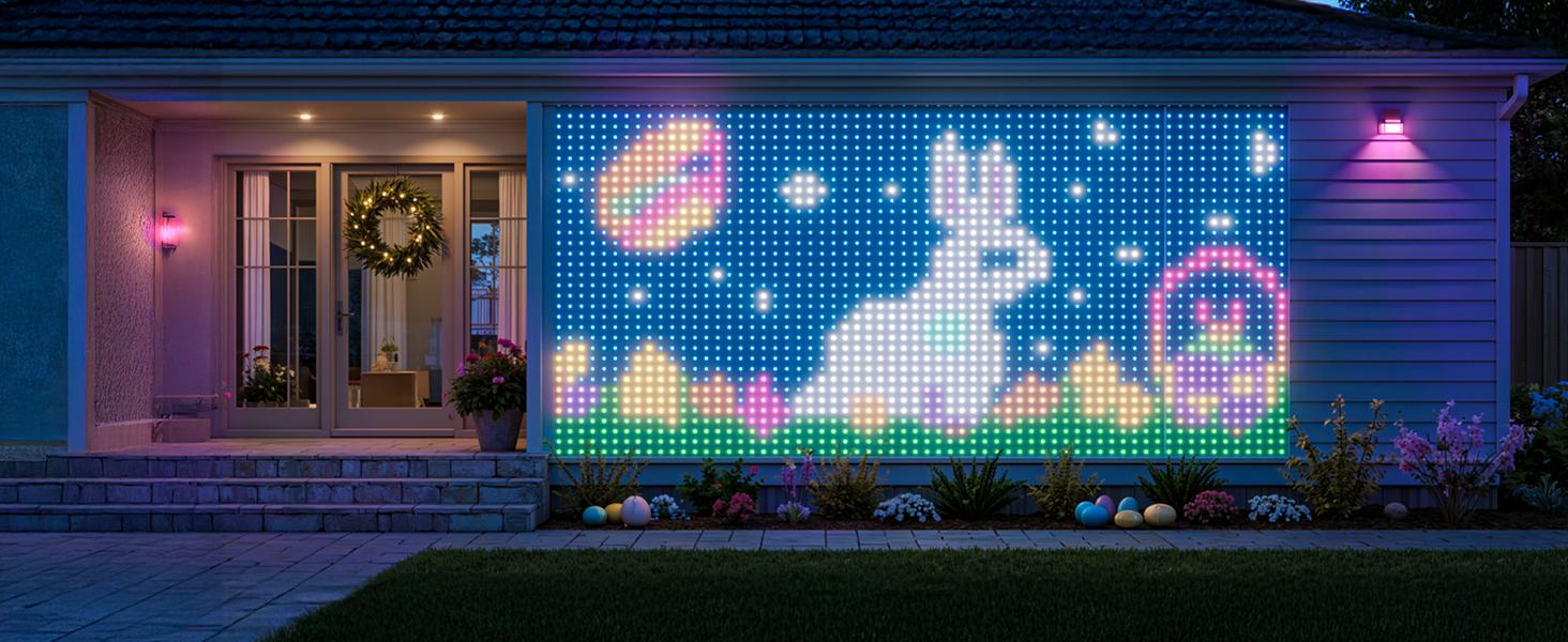 Smart Curtain Lights with DIY GIF, 400 RGBIC LEDs 6.6x6.6ft Color Changing Holiday Wall Lightss with APP, IP65 Waterproof Christmas String Fairy Lightss for Indoor Outdoor Bedroom Window