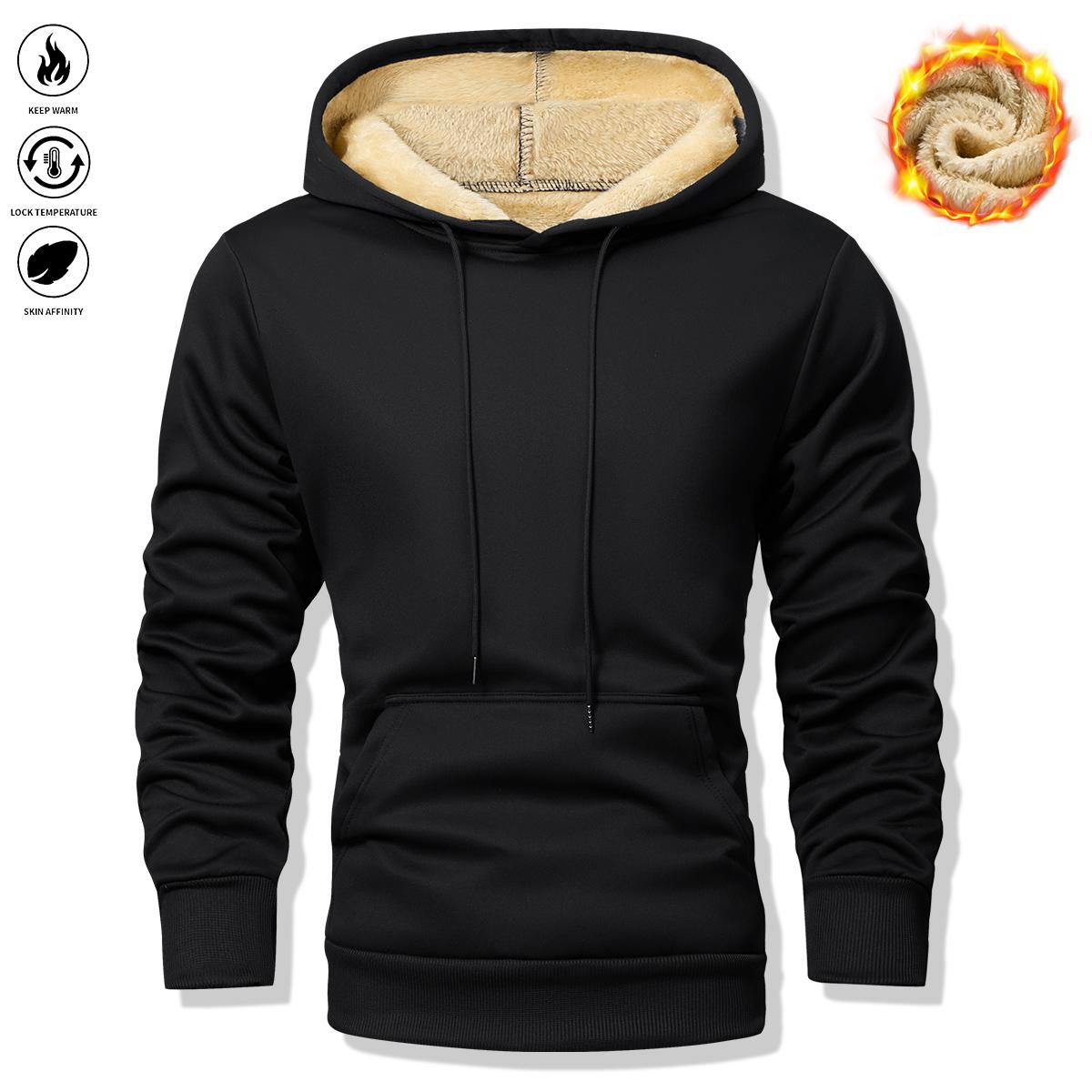 Men's Casual Sports Fleece-Lined Thickened Hoodie, Suitable for Gym Workouts, Running, and Other Outdoor Activities, Perfect Gift for Autumn and Winter