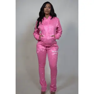 Porsha Pink Rhinestone Stacked Track Set