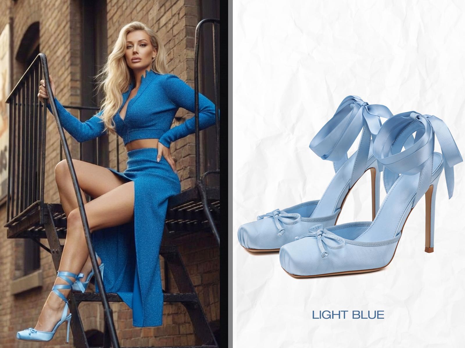 CYNLLIO Womens Satin Ballet Heels Closed Square Toe Elegant Lace Up Bownot Ribbon Ballerina Stilletto Heeled Sandals Cute Ankle Strap Slingback Pumps Strappy Mary Janes Slip On Comfy Wedding Party Casual Work Dating Fashionable Spring Heel Ballerina Heel