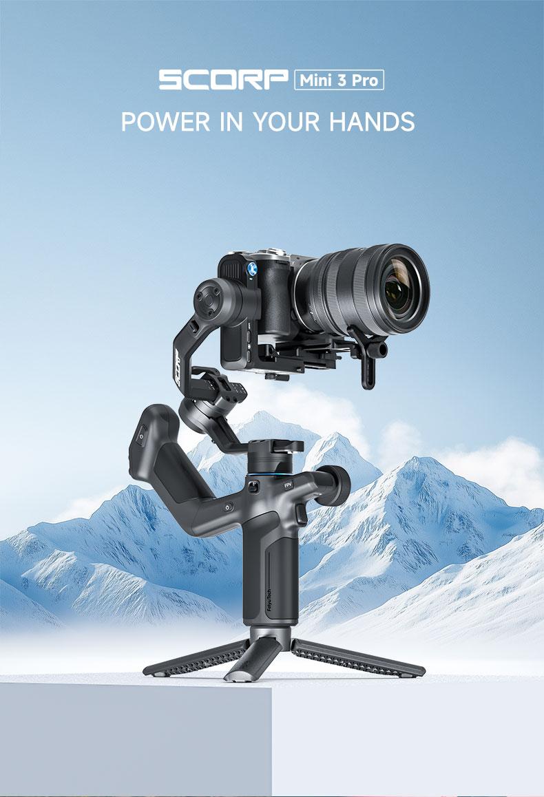 FeiyuTech SCORP Mini 3 Pro Combo | Full Accessory Kit – All-in-One 3-Axis Camera Gimbal, Built-in AI Tracking, Detachable Remote Handle, Vertical Shooting Compatible,for Mirrorless Camera, Action & Smartphone