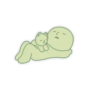 Sleeping Smiski with Cat sticker | Kiss-Cut Sticker