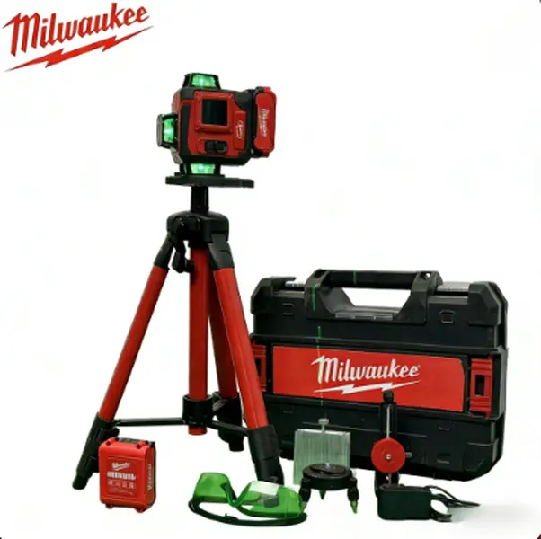 Milwaukee Self-Leveling Laser Level Unit, 16-Line 4D 360° Cross Laser Multitools & Accessories, 25m Green Beam, Heavy-Duty Case, 360° Room Sweep for Professional Construction, Woodworking Projects, 16 Lines