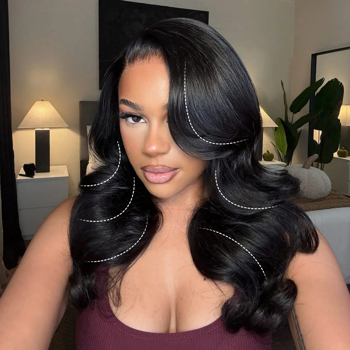 OQ HAIR 7x5 Side Part Body Wave Layered Cut Wigs Glueless Human Hair Wear Go Wigs For Women Pre-Plucked Hairline Invisible Knots C Part Face-Framing Layered Wigs for Beginner Friendly