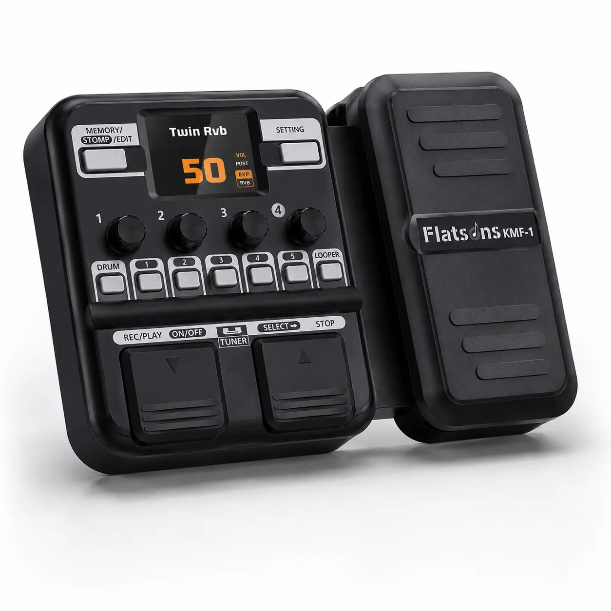 Flatsons-KMF-1 Portable Multi Effects Guitar Pedal with Loop & Drum Machine, 77 Effects Guitar Multi Effects Pedal with 50 Preset, 42 Drum Rhythm, 18 Amp/Cab, Upgraded Color Screen, Aux In,back to school