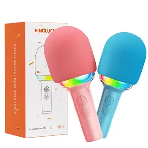 Hottest Kids Karaoke Microphone Machine，Wireless Bluetooth Speaker with LED Lights， Premium  Wireless  Portable Microphone for Singing, Christmas Birthday Gifts for Girls for 3-12+ Year Old, Singing Microphone，Children's toys with microphone speaker