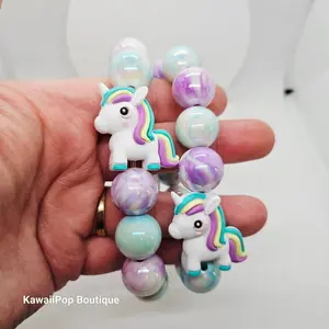 Magical Unicorn Bracelet - Pastel Marbled Beads