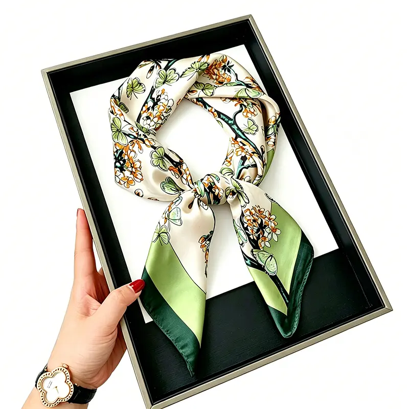 Women's Elegant Floral Print Scarf - Lightweight All Seasons Fashion Neckerchief, Daily Wear Accessory, Ideal Birthday Gift, Elegant Look