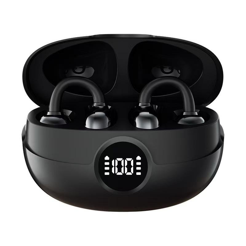 Clip-On Bluetooth Earbuds, Open-Ear Design, Bluetooth 6.0 Hi-Fi Stereo, 40H Playtime, LED Digital Display, Ultra-Light & Comfortable, IP4 Waterproof, for Sports & Running call