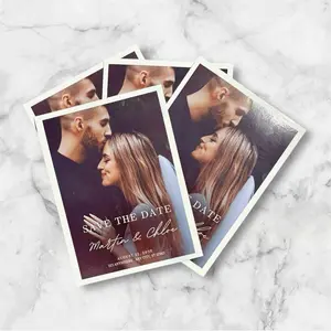 Custom Photo Save The Date Magnet, Modern Minimalist Wedding Announcement 3.5”x5”