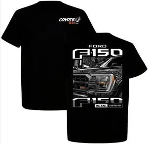 Ford F150 Coyote 5.0 engine graphic t-shirt for truck enthusiasts-men's black pickup truck tee-automotive fan apparel-premium short sleeve cotton shirt with iconic design