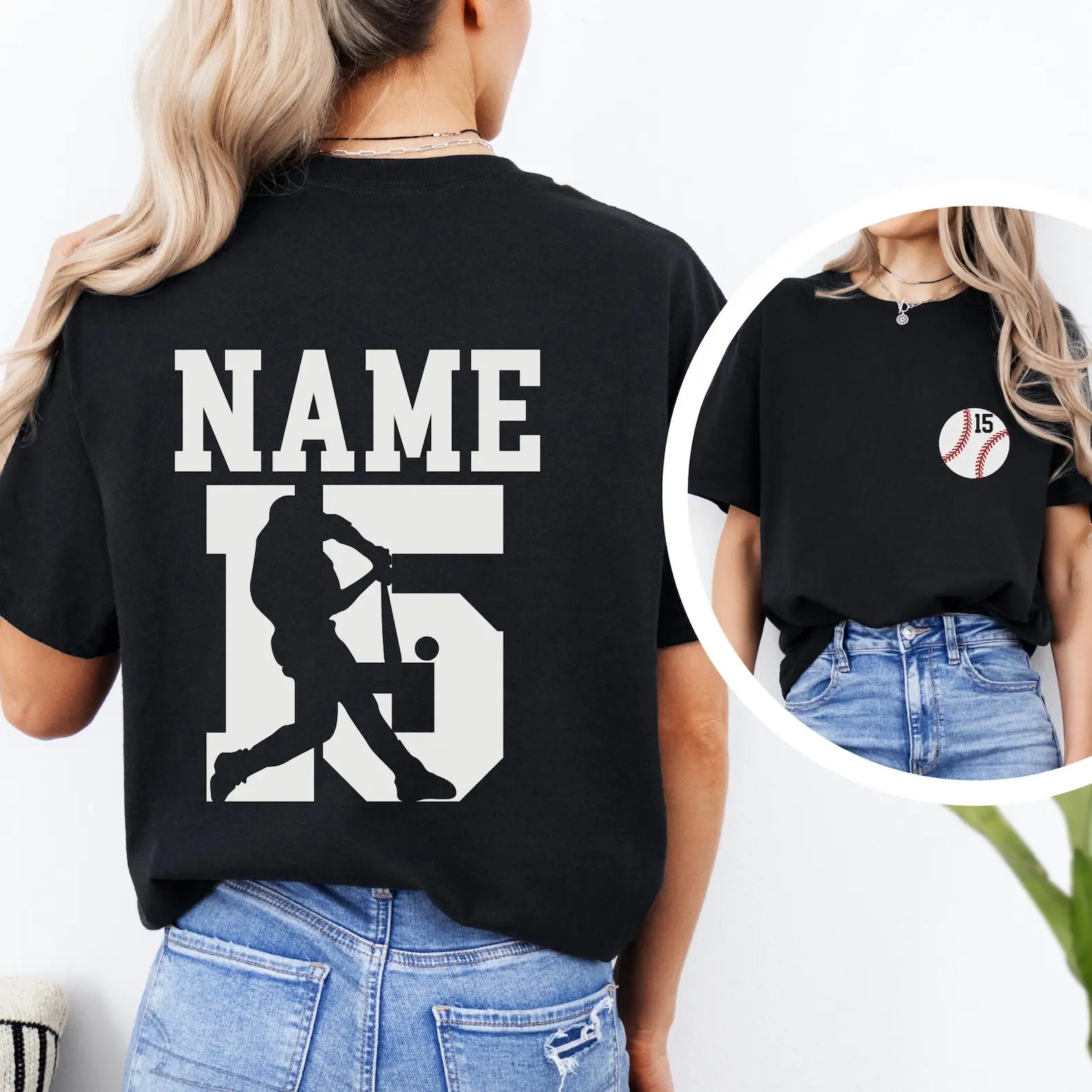 Custom Baseball Name & Number Shirt – Personalized Baseball Mom Tee
