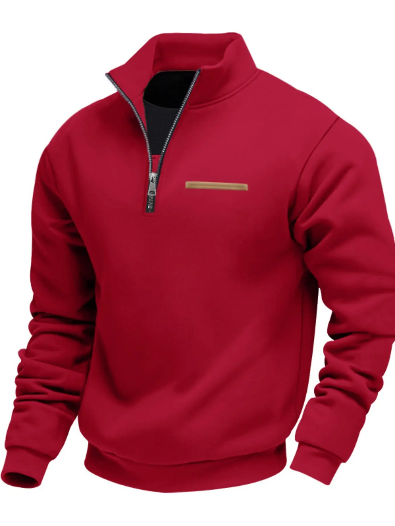 Men's Solid Half Zip Up Knit Sweatshirt, Loose Casual Long Sleeve Pullover for Fall & Winter, Men's Clothes for Daily Wear, Tops