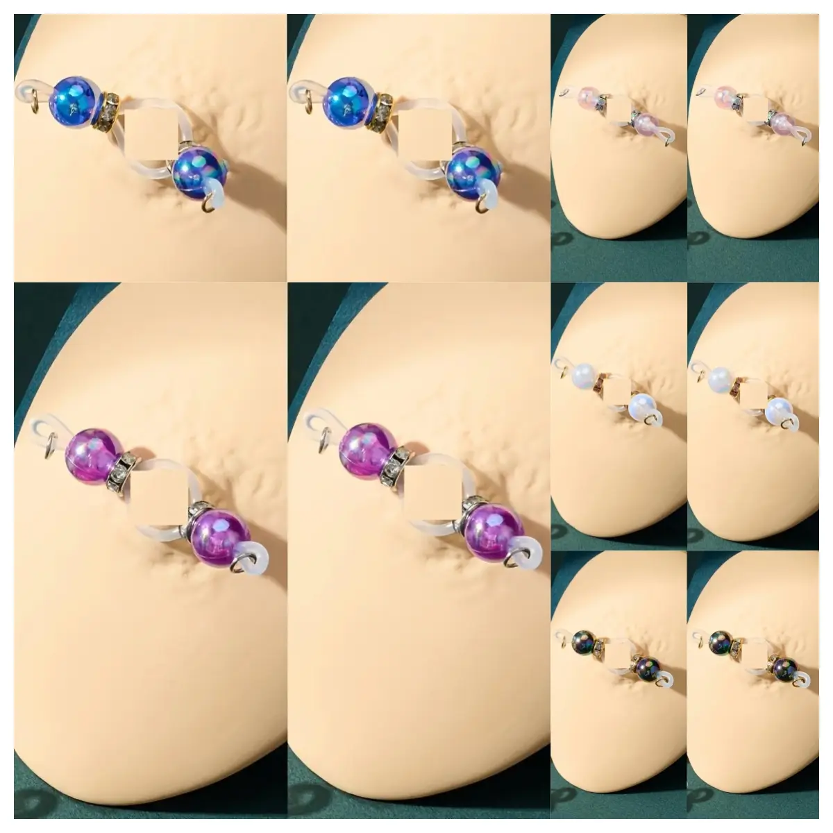 5 Pairs Non-Piercing Adjustable Fake Nip Rings Cute Body Jewelry Comfy Silicone Bands Daily Wear Gift For Chrismas and Valentine's Day
