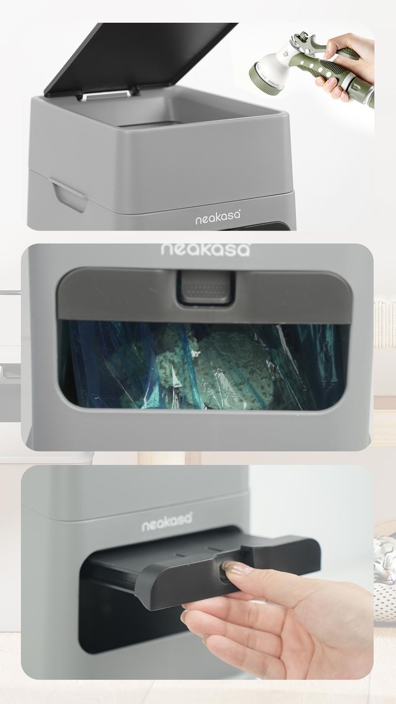 Neakasa PooGuard Waste Disposal Receptacles, 9.2L Trash Can for Cat Litter, Dog Waste & Diapers, with Viewing Window, Wider Opening, and 4-Month Refill (Gray)