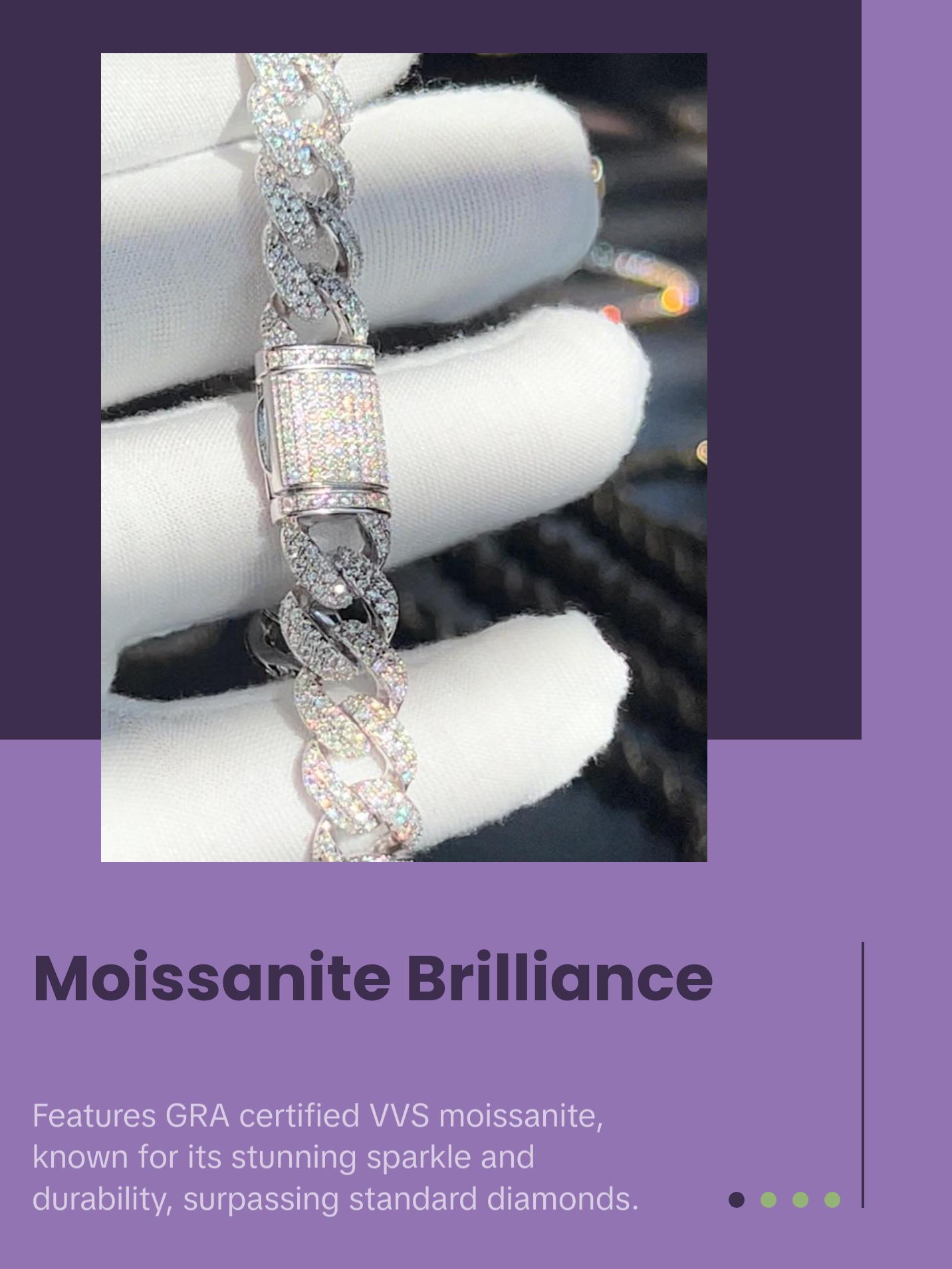 12mm Sterling Silver VVS Cuban Bracelet