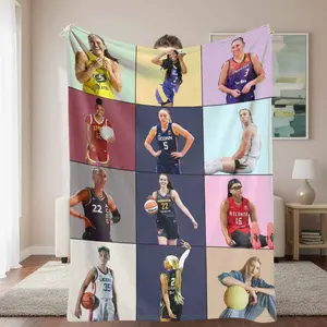Basketball Players Flannel Blanket Sports Uniform Print Soft Warm Lightweight Cozy for Bedroom Living Room Sofa Office Travel Gift