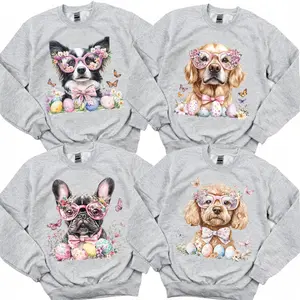 Custom Easter Dog Coquette Sweatshirt, Watercolor Easter Dog Bunny ears, Dog Mom Coquette Sweatshirt, Happy Easter Day, Easter Bunny Dog