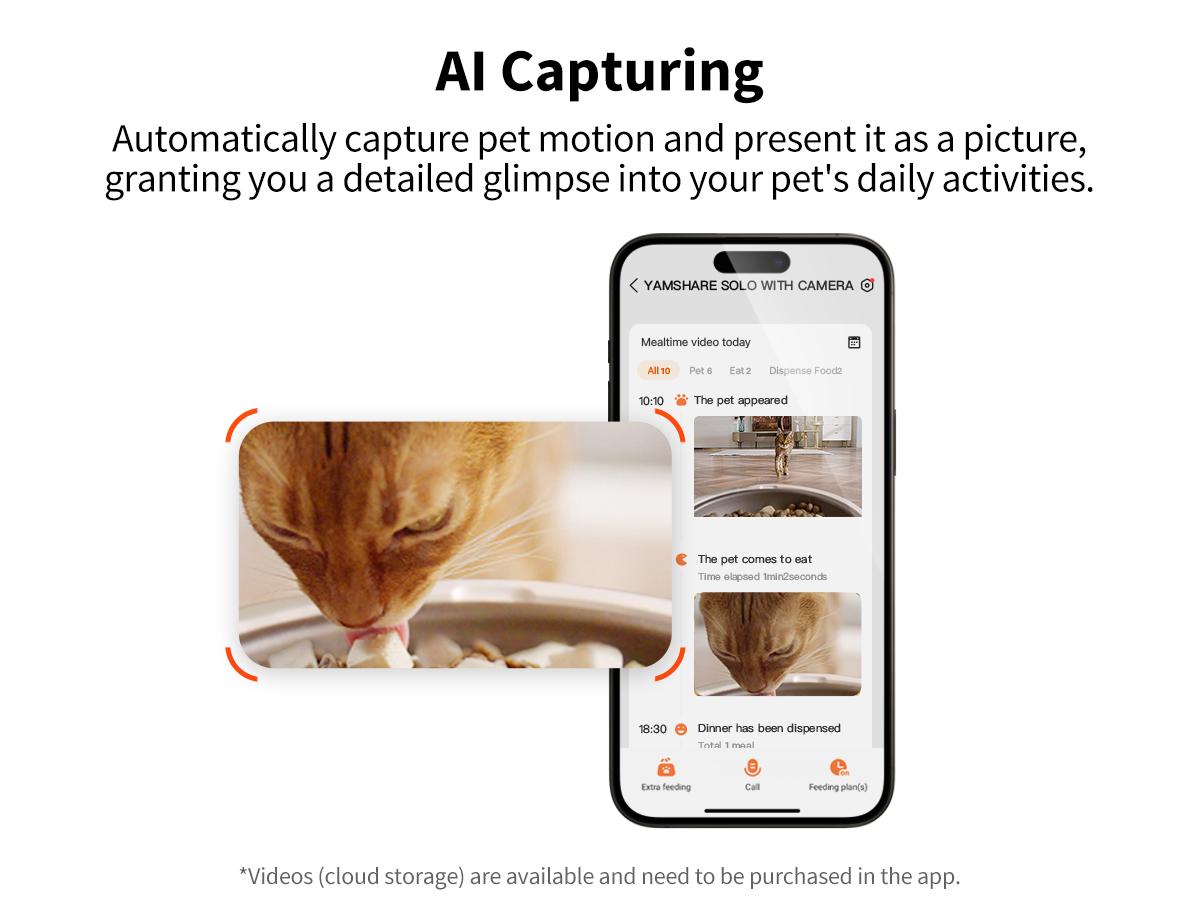 PETKIT YumShare Solo Smart Automatic Pet Feeder with Camera, White, 1080P HD Video, Night Vision, and 2-Way Audio, WiFi Cat Dog Dry Food Dispenser with Non-Stick Food Bowl and Smart App Control bowl/dish PETKIT YumShare Solo Smart Automatic Pet Feeder with Camera, White, 1080P HD Video, Night Vision, and 2-Way Audio, WiFi Cat Dog Dry Food Dispenser with Non-Stick Food Bowl and Smart App Control bowl/dish