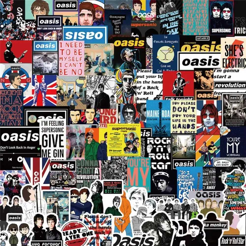 50/100 Pcs Oasis British Rock Band Poster Stickers - Decor for Luggage, Water Bottles, Laptops, Phones & Tablets
