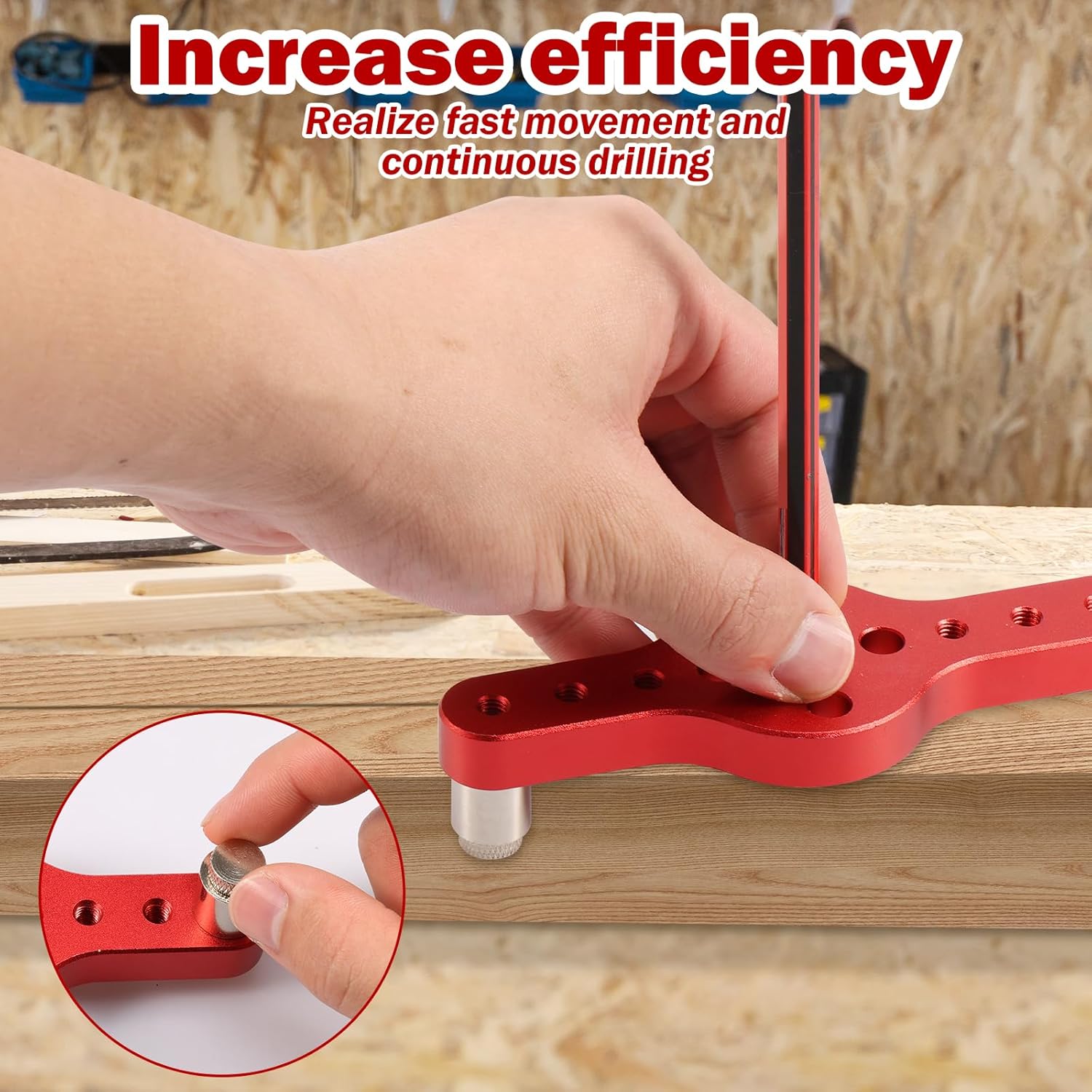 Votrek Dowel Jig Kit Self Centering Dowel Jig Kit Aluminum Alloy Vertical Hole Drilling Jig Precise Woodworking Doweling Jig with 6mm 8mm 10mm Bit Guides for Woodworking QUZHEMA_US(gules)